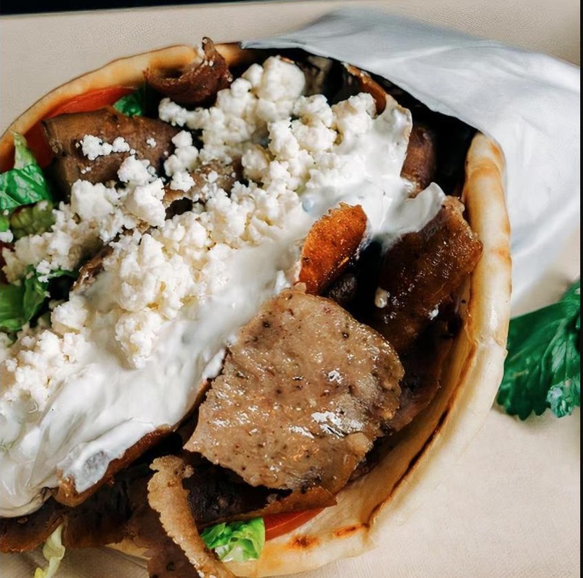 Great Greek Gyro — beef and lamb or chicken gyro with tzatziki